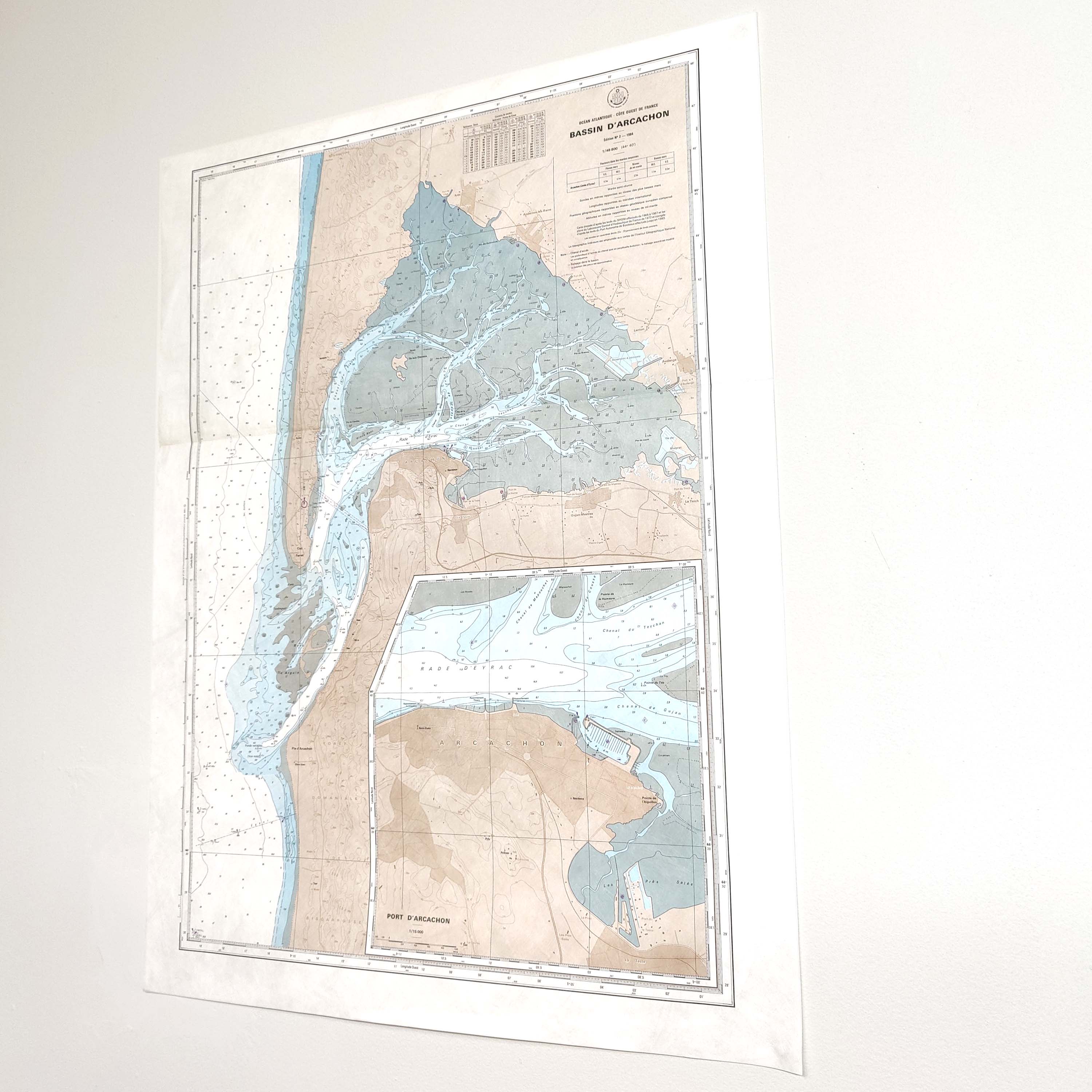 Map arcachon gironde basin 84cm by 63cm