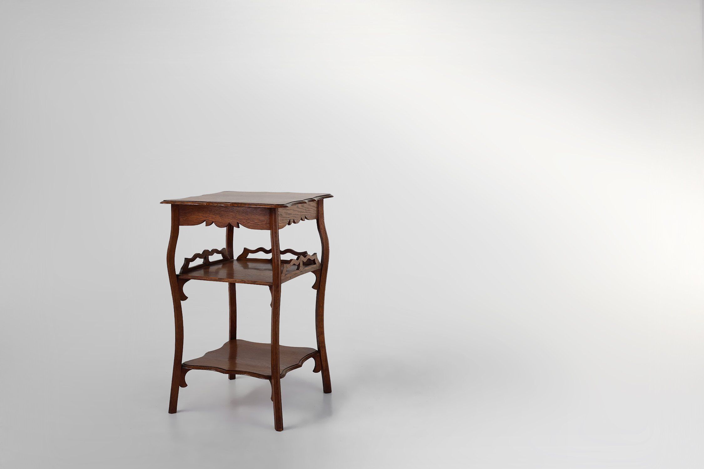 French Art Deco Side Table in Full Oak, 1920