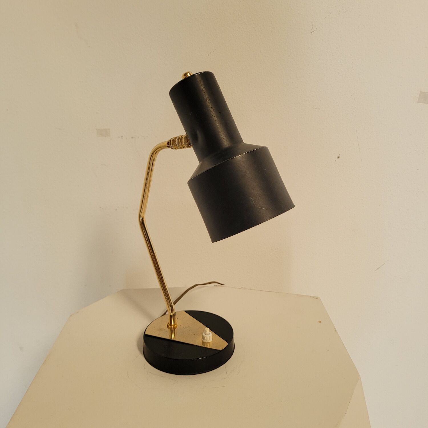 Vintage black and brass lamp from the 1970s