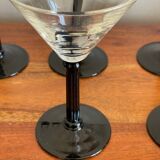 6 black stemmed glasses