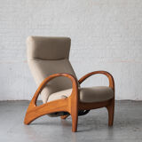 Reclining easy chair in beige wool, Denmark, 1980’s