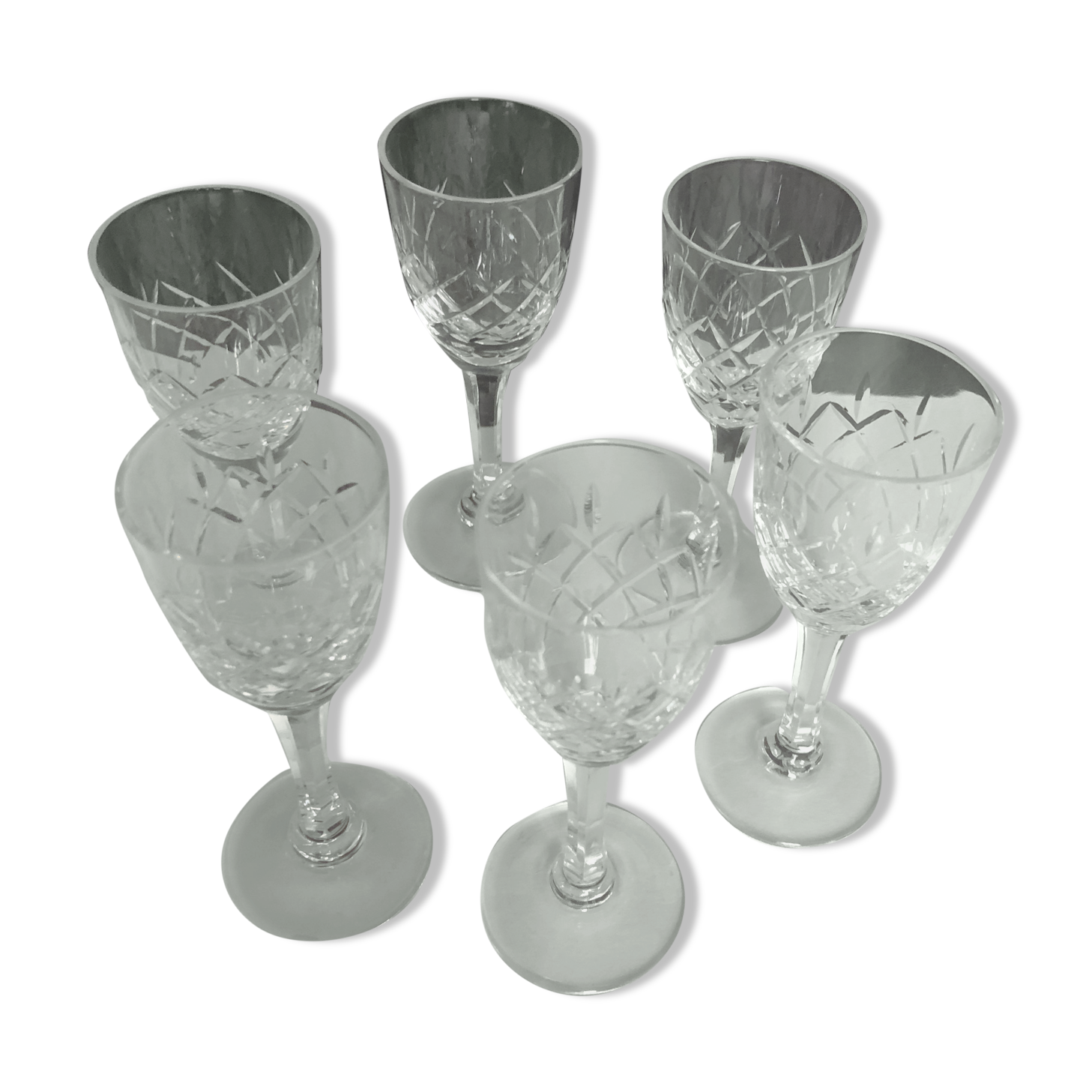 Set of six glasses of Lorraine crystal liqueur