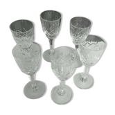 Set of six glasses of Lorraine crystal liqueur