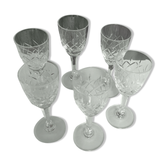 Ensemble de six verres à liqueur en cristal de Lorraine