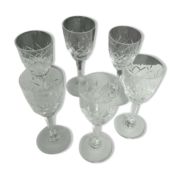 Ensemble de six verres à liqueur en cristal de Lorraine