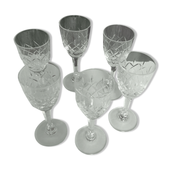 Set of six glasses of Lorraine crystal liqueur