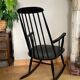 Vintage Scandinavian rocking chair in blackened wood from the 1970s