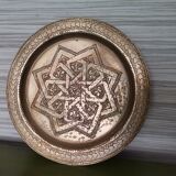 Set of 3 vintage moroccan brass decorative wall plates