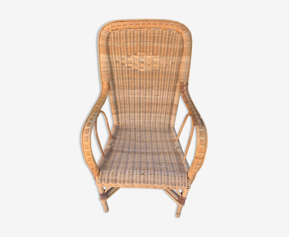 Fauteuil grand-père en rotin