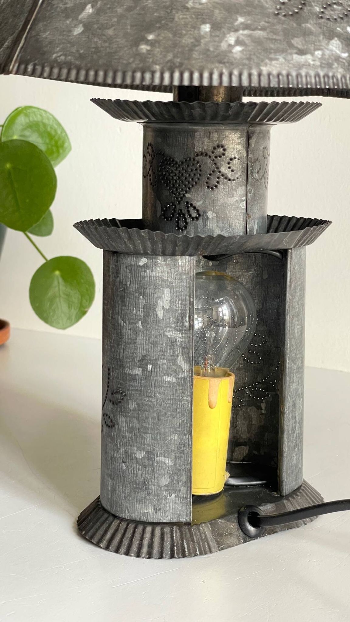LAMPE Coeur ZINC Vintage