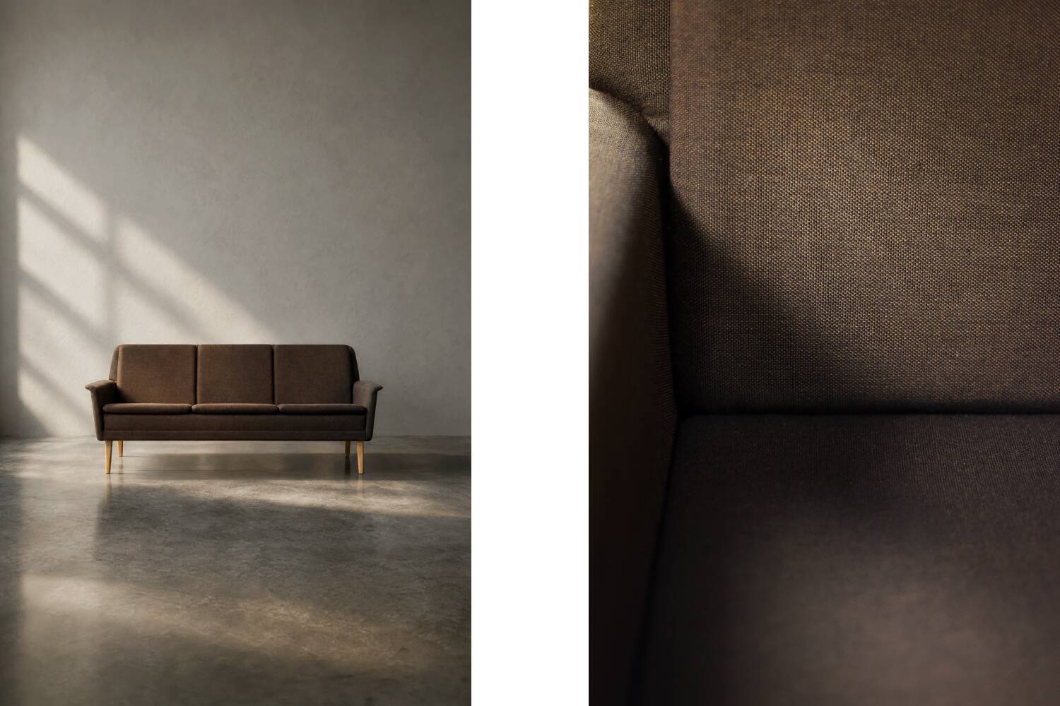Mid-Century Danish Brown 3-Seater Sofa by Folke Ohlsson for Fritz Hansen