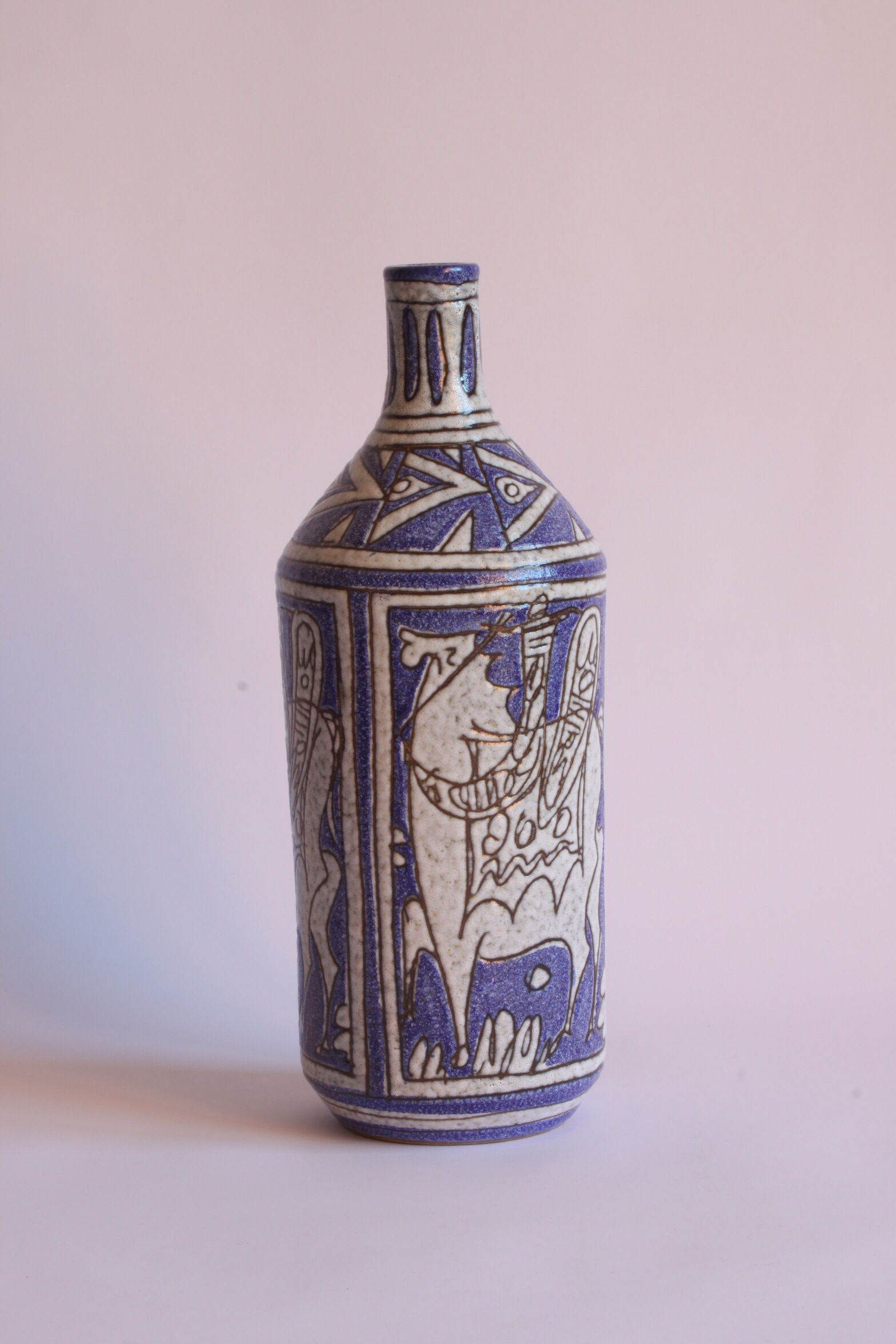 Abstract Sgraffito Bottle by Fratelli Fanciullacci, Italy, 1950s