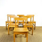 6 vintage oak chairs from the 1960s