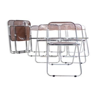 Lot de 8 chaises Plia de Giancarlo Piretti pour Castelli