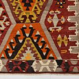 6x9 Colorful Handmade Geometric Kilim Rug, 182x283Cm