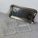 Silver-plated metal and glass hors d'oeuvre tray