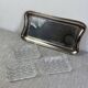 Silver-plated metal and glass hors d'oeuvre tray