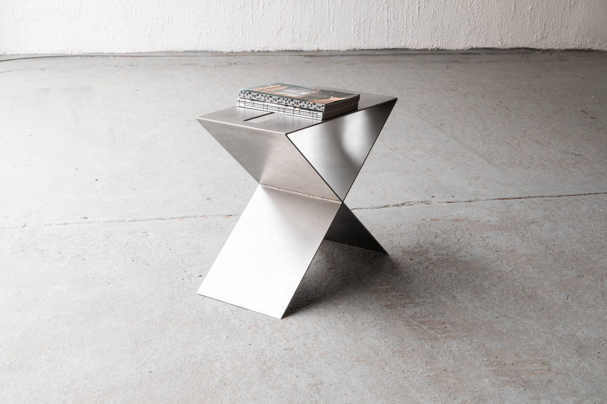 Contemporary stainless steel side table by Lena Coupez, Belgium, 2024