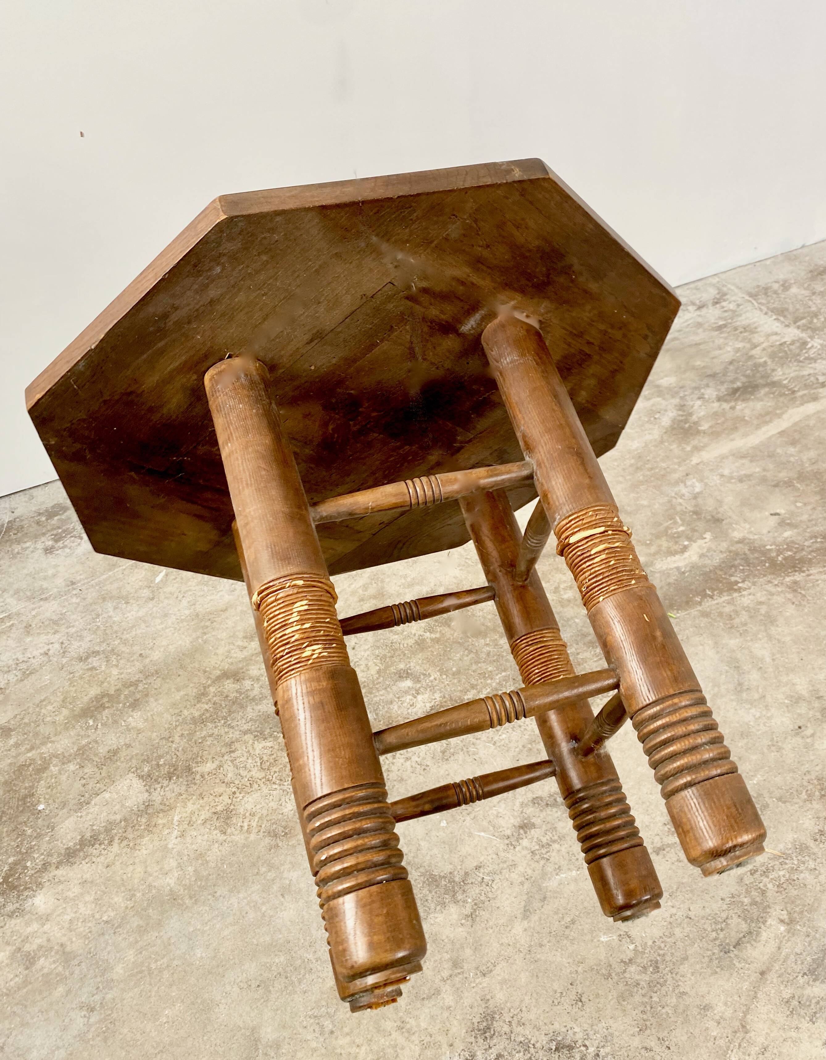 Breton octagonal oak table from the 20s and 30s