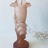 Art deco vase in pink frosted glass