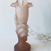 Vase Art deco en verre dépoli rose