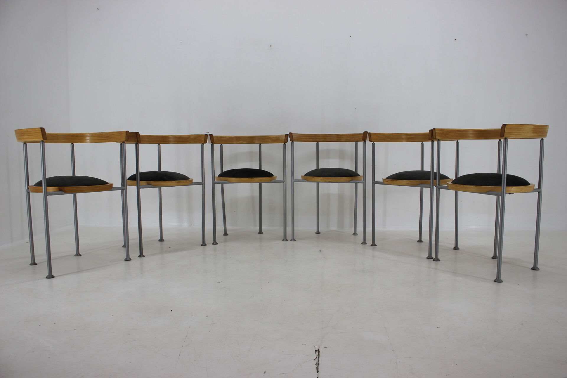 Set of 6 dining chairs by Börge Lindau for Bla Station Sweden 1990s