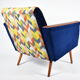 Mid-century armchair, 1960s, fully restored, blue velvet