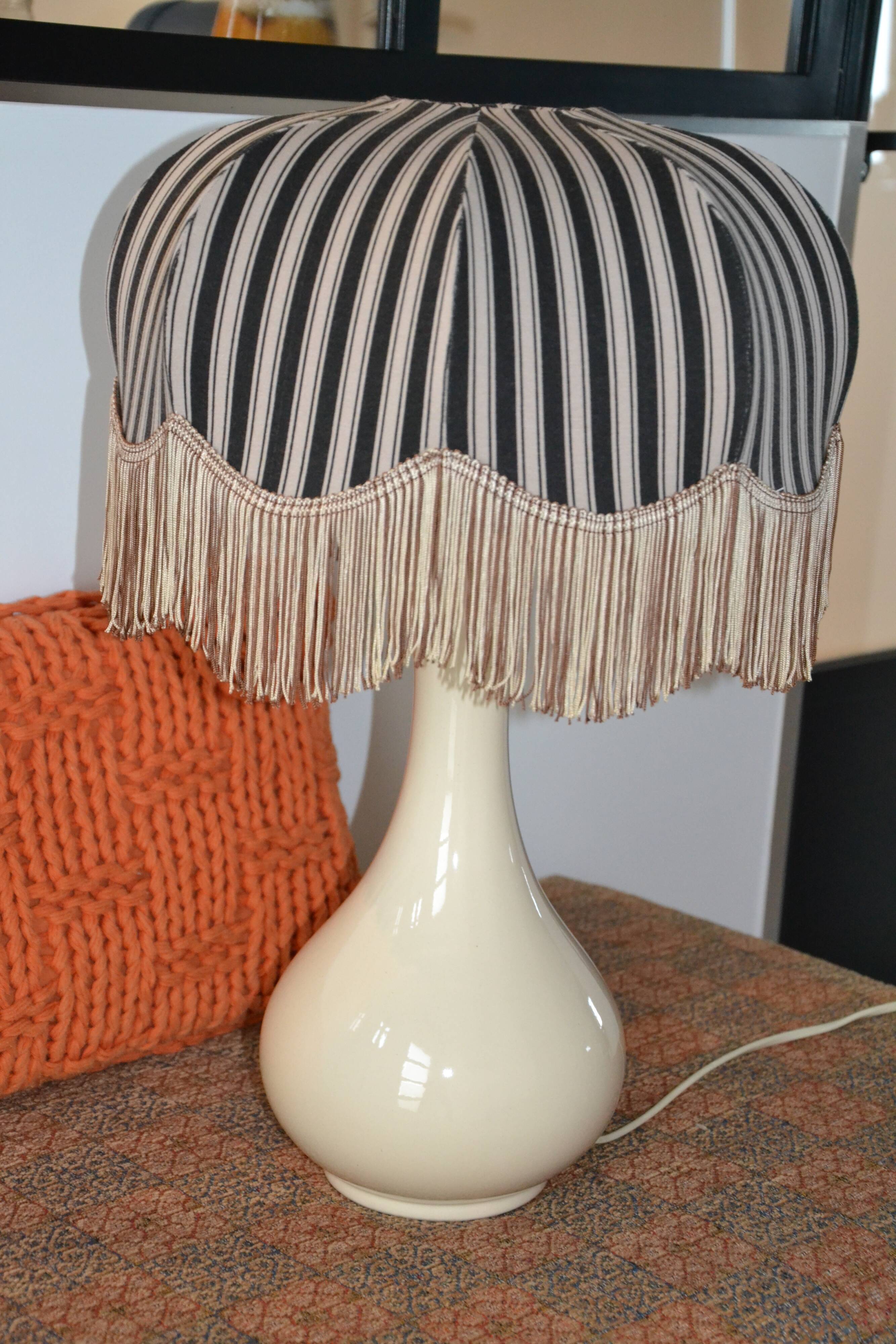 Antique ceramic lamp, L&C creation, lampshade refurbished