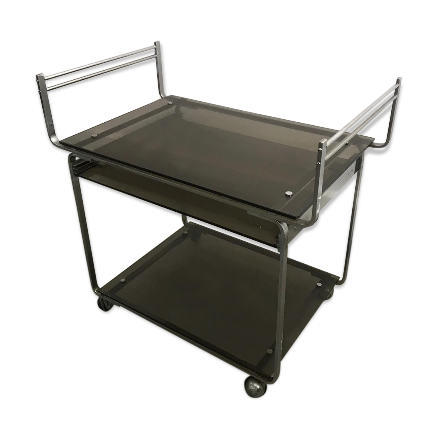 Desserte tray smoky grey glass