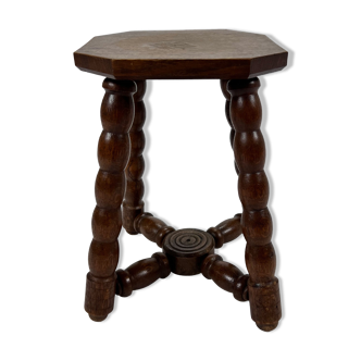 Antique oak bubble leg stool, 1920s