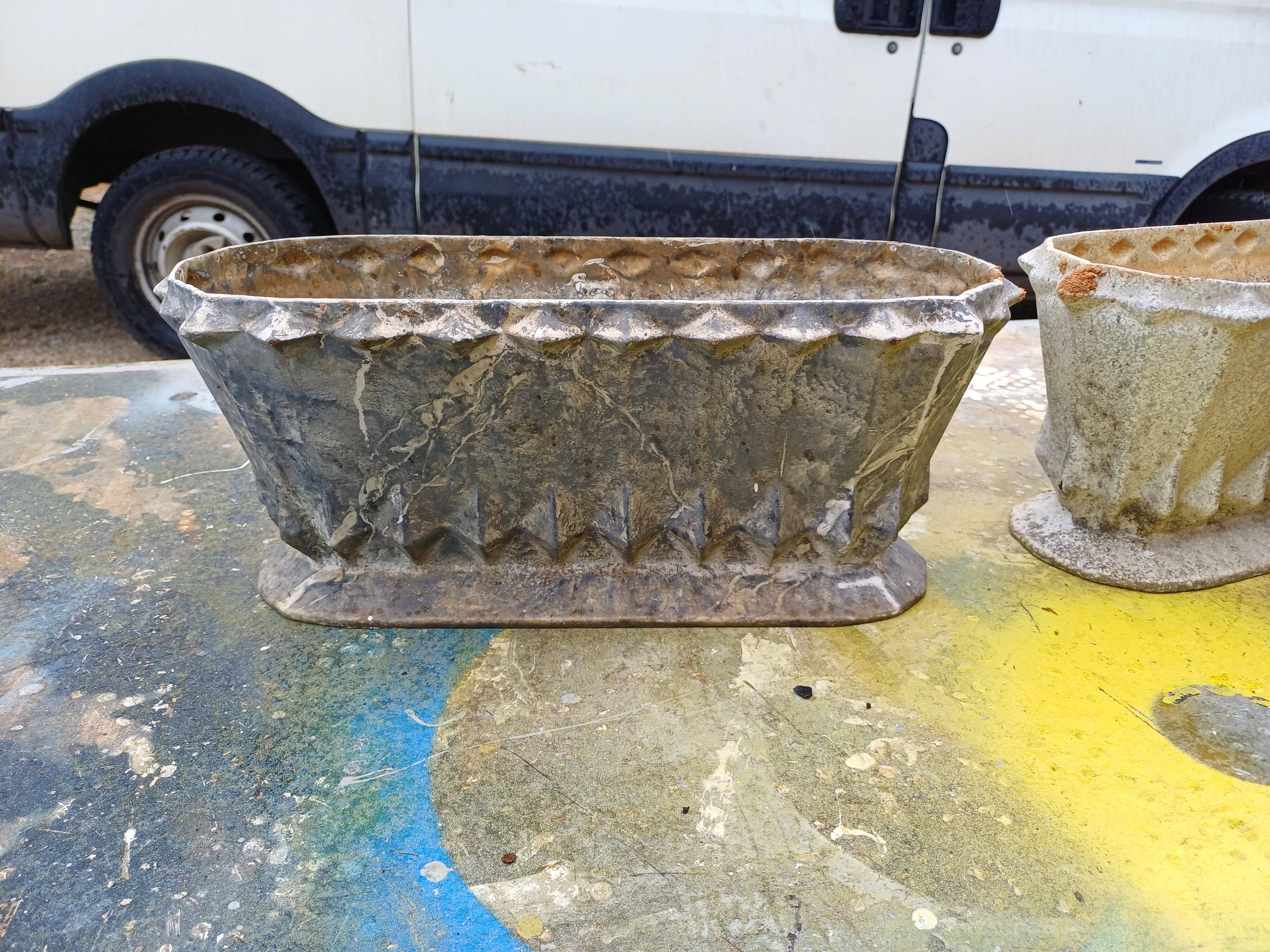 Pair of enamelled cast iron planters from 1900 from Charleville-Mézières