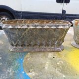 Pair of enamelled cast iron planters from 1900 from Charleville-Mézières