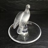 Lalique France – Satin-finished crystal dish with bird, vintage model