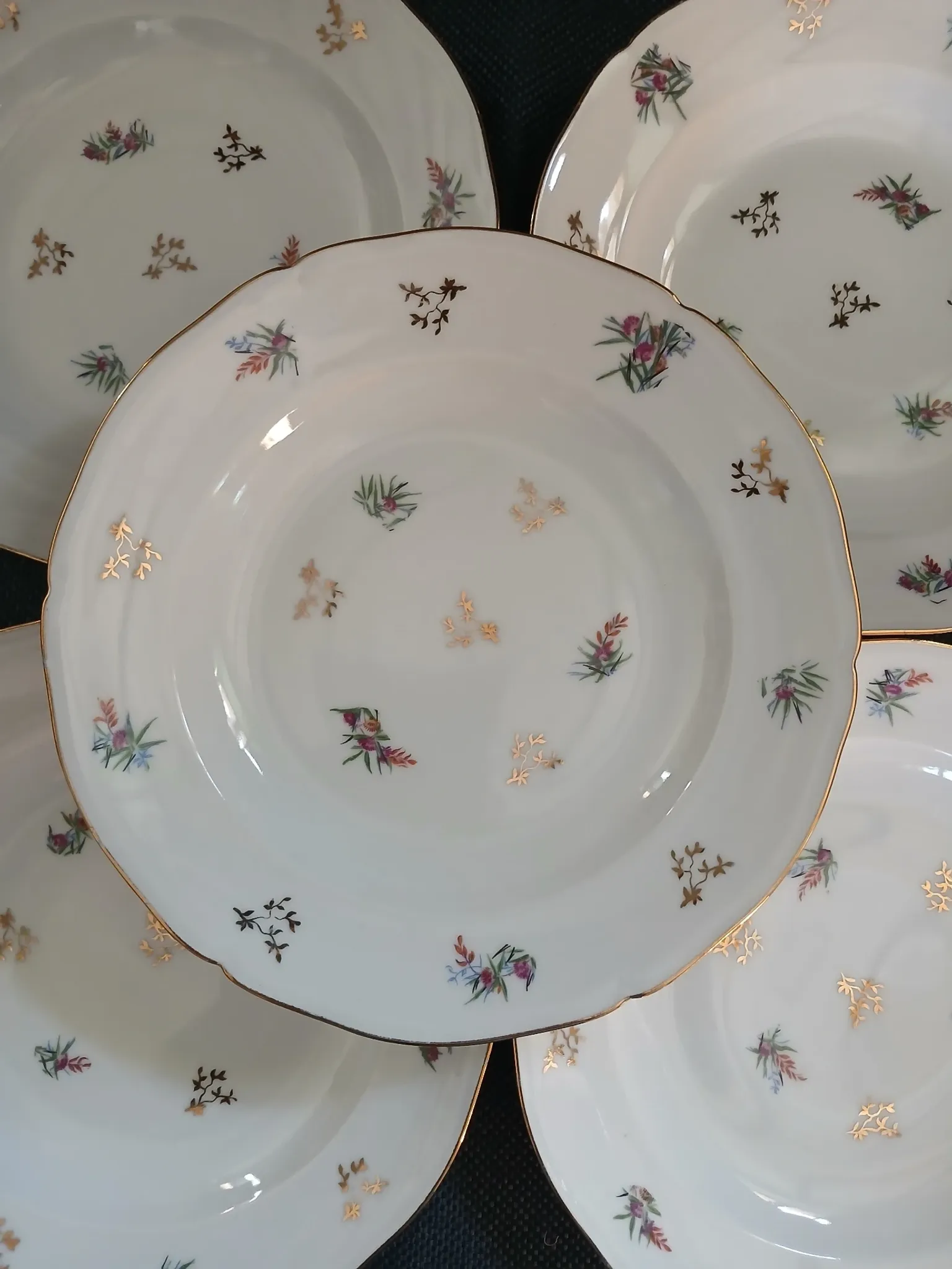 6 antique deep plates in porcelain