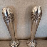Pair of silver metal vases