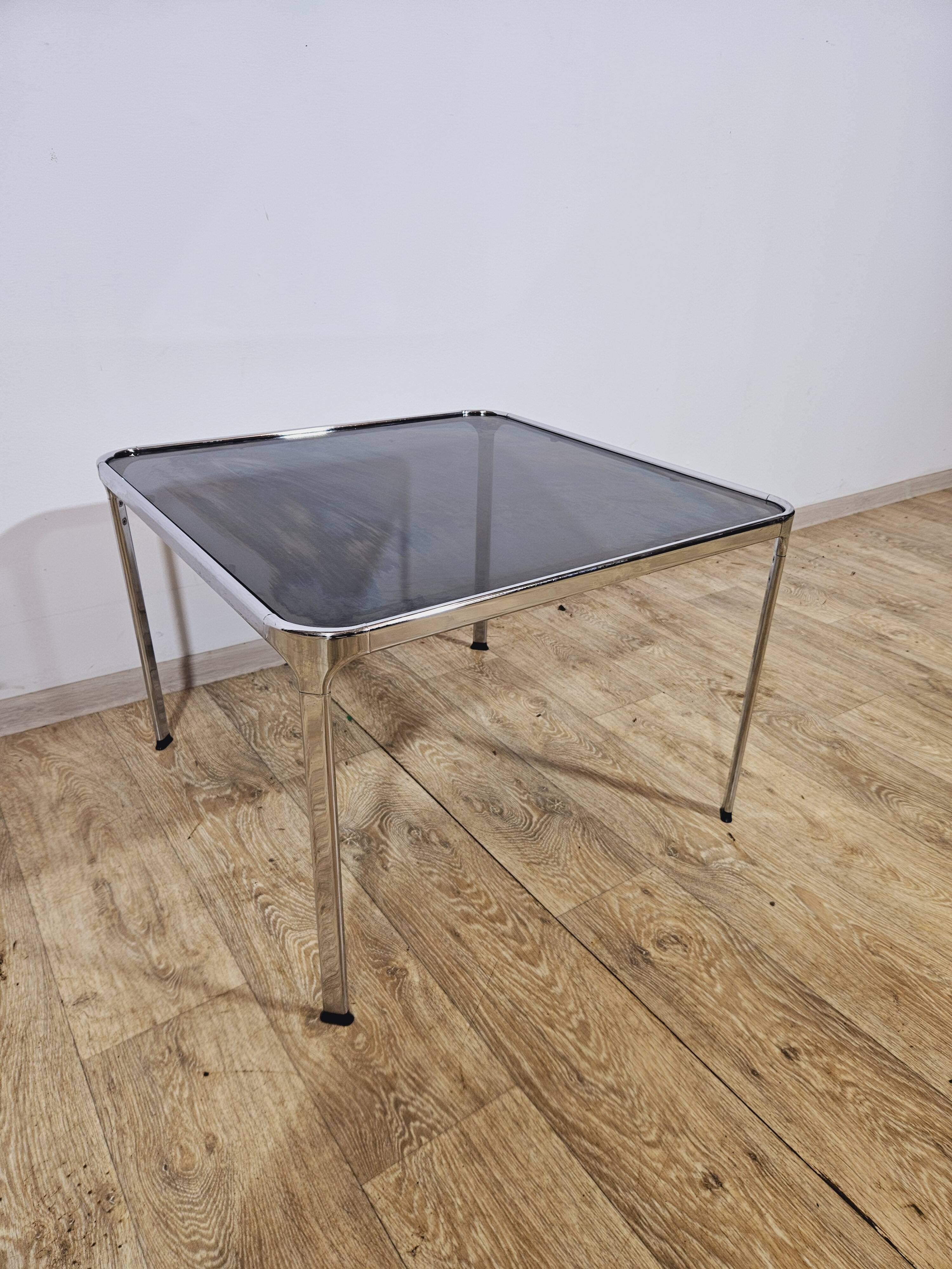 Mid-Century Modern Coffee Table – Chrome and Smoked Glass, Italy, 1970s.