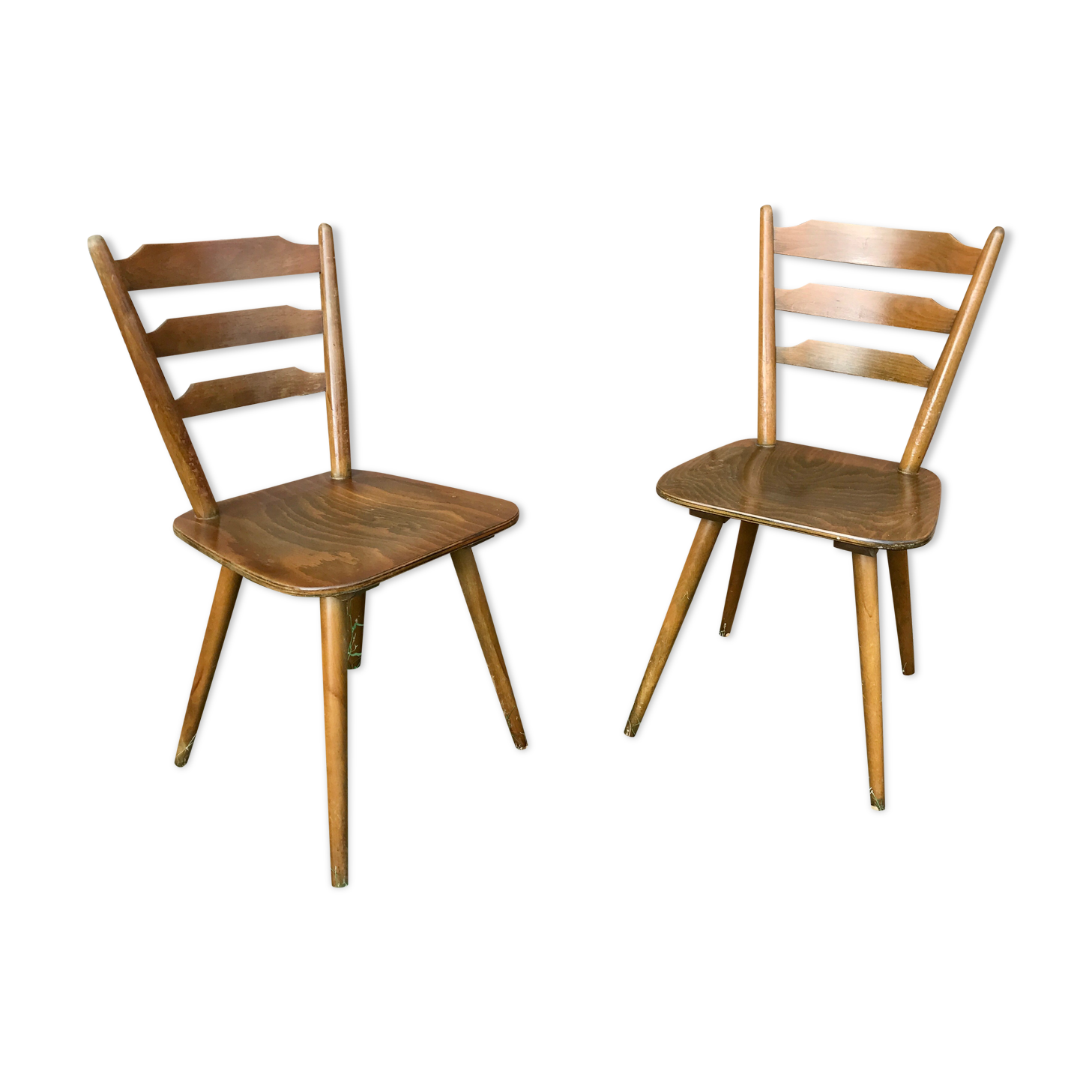 Pair of Scandinavian chairs or vintage wooden bistro