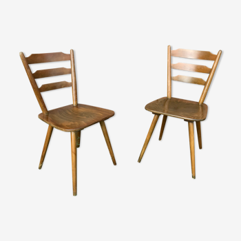 Pair of Scandinavian chairs or vintage wooden bistro