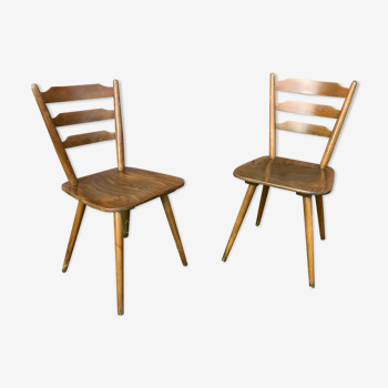 Paire de chaises scandinave ou bistrot en bois vintage