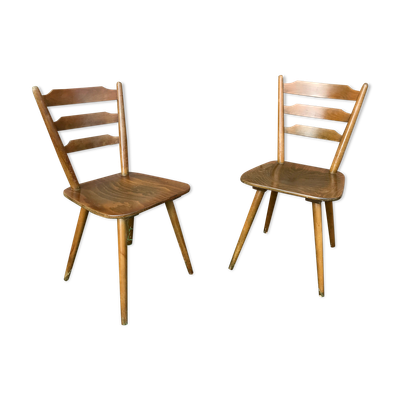 Paire de chaises scandinave ou bistrot en bois vintage