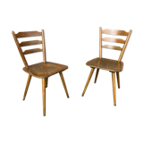 Pair of Scandinavian chairs or vintage wooden bistro