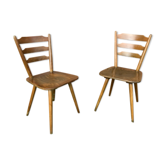 Pair of Scandinavian chairs or vintage wooden bistro