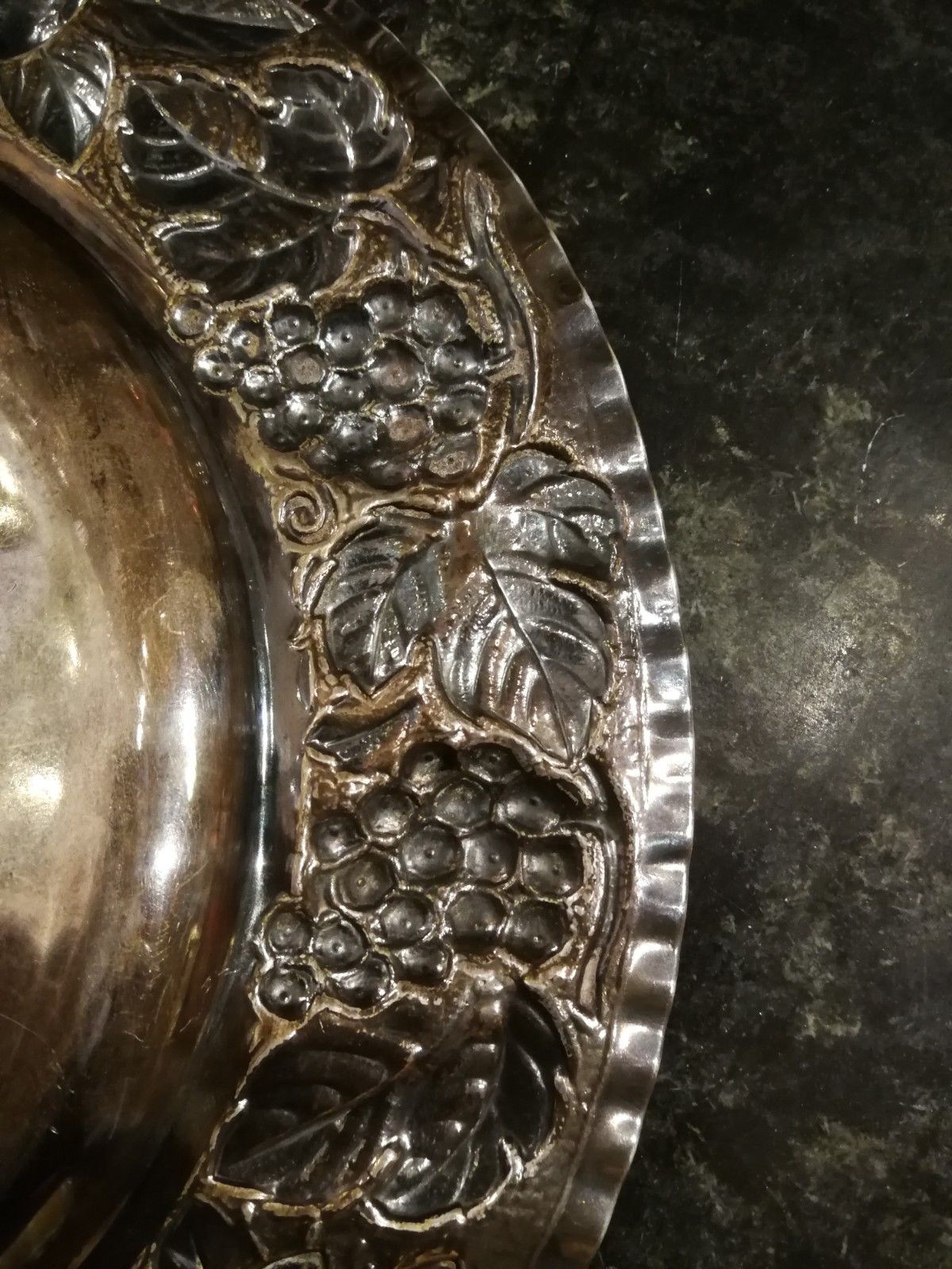 Flat solid silver hallmarks Minerva 950/1000