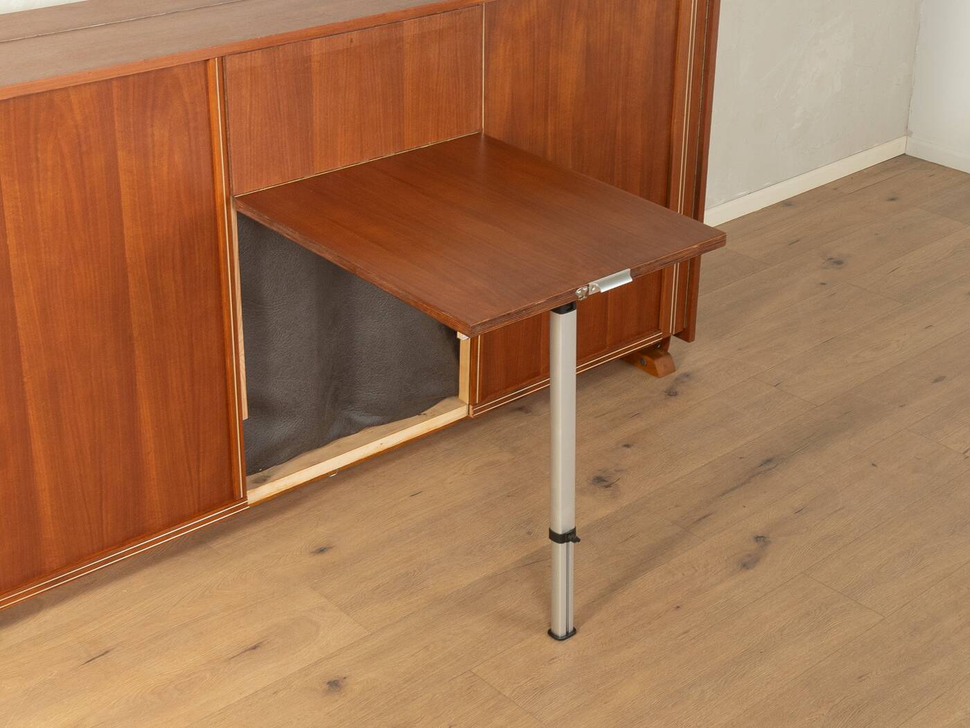 Functional folding bed from the 1960s, teak veneer