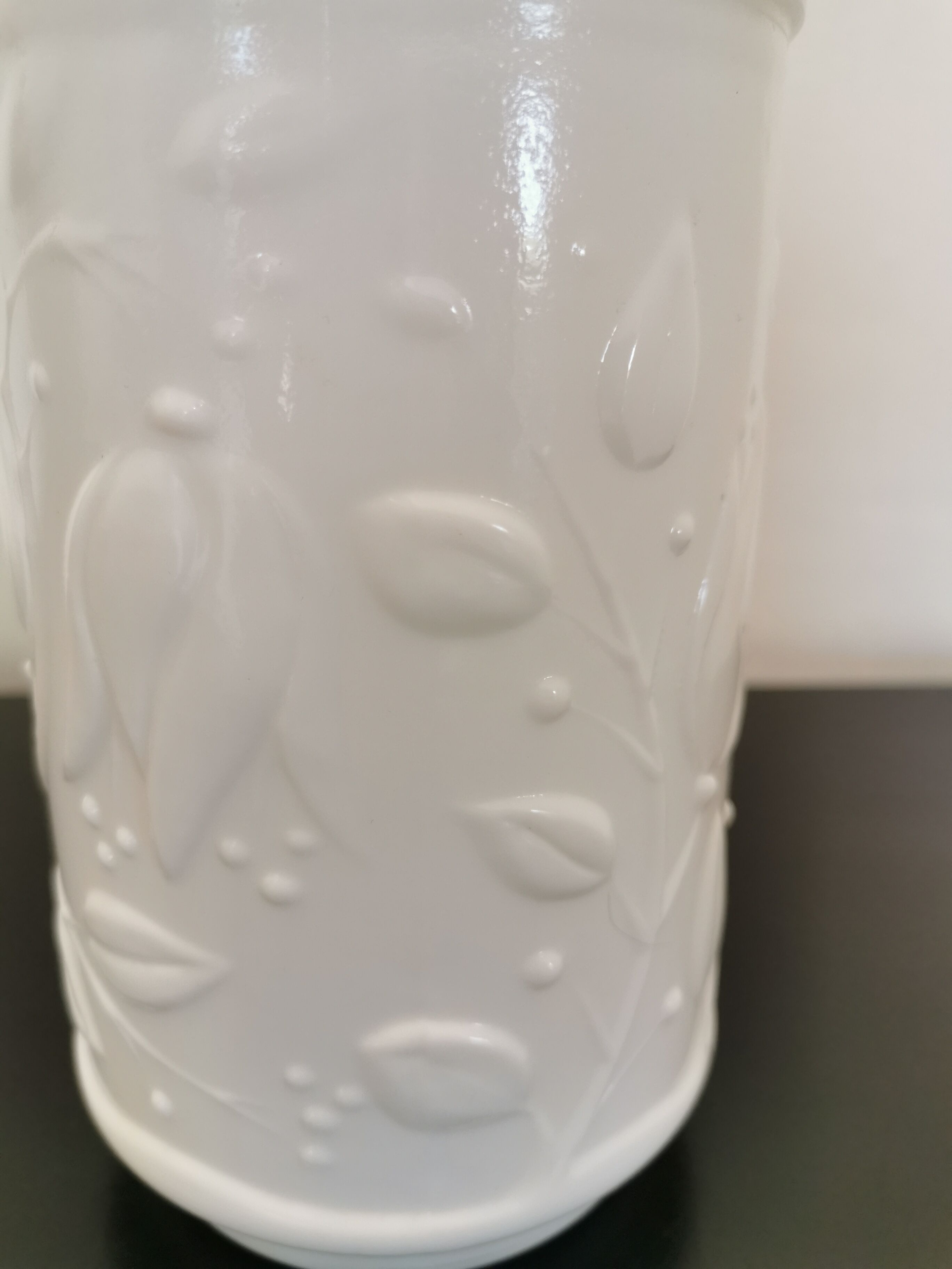 Vintage white opaline glass jar