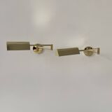 Pair of vintage adjustable wall lights, brass, France, 1970