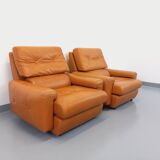 Paire de fauteuils lounge vintage en cuir des années 60 70