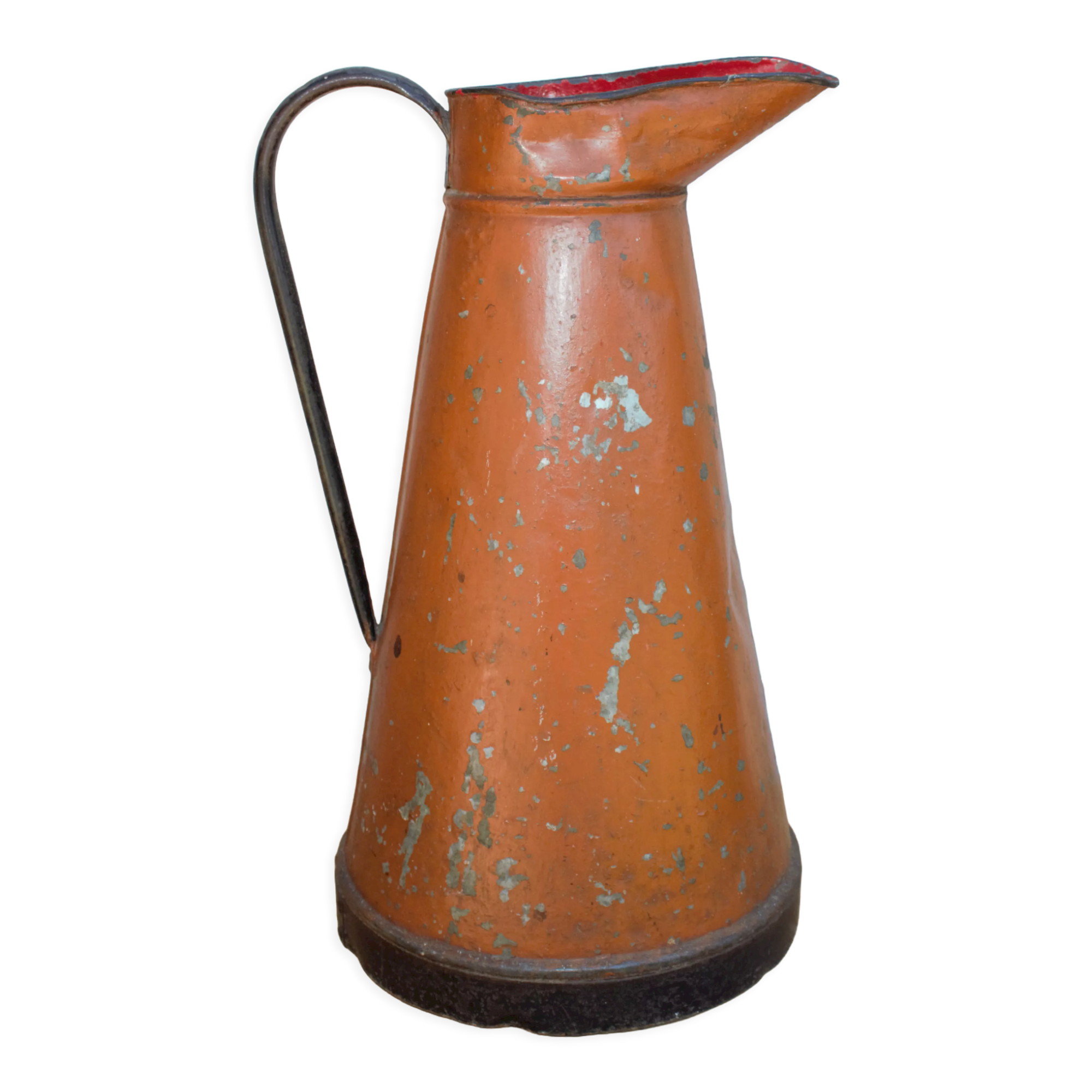 Old brown metal pitcher from France