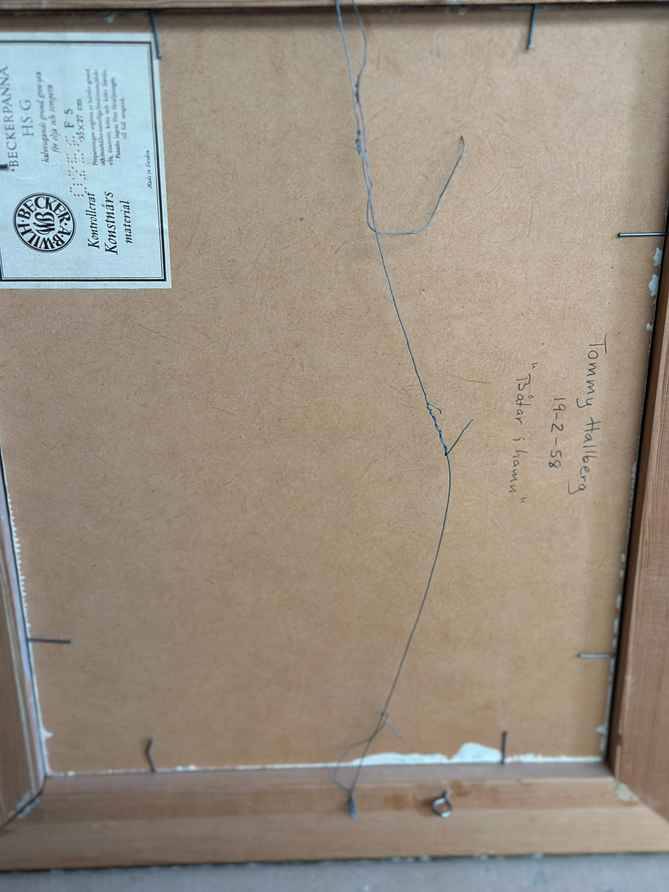 Mid Century Swedish Oil on Panel –  Harbour scene by Tommy Hallberg