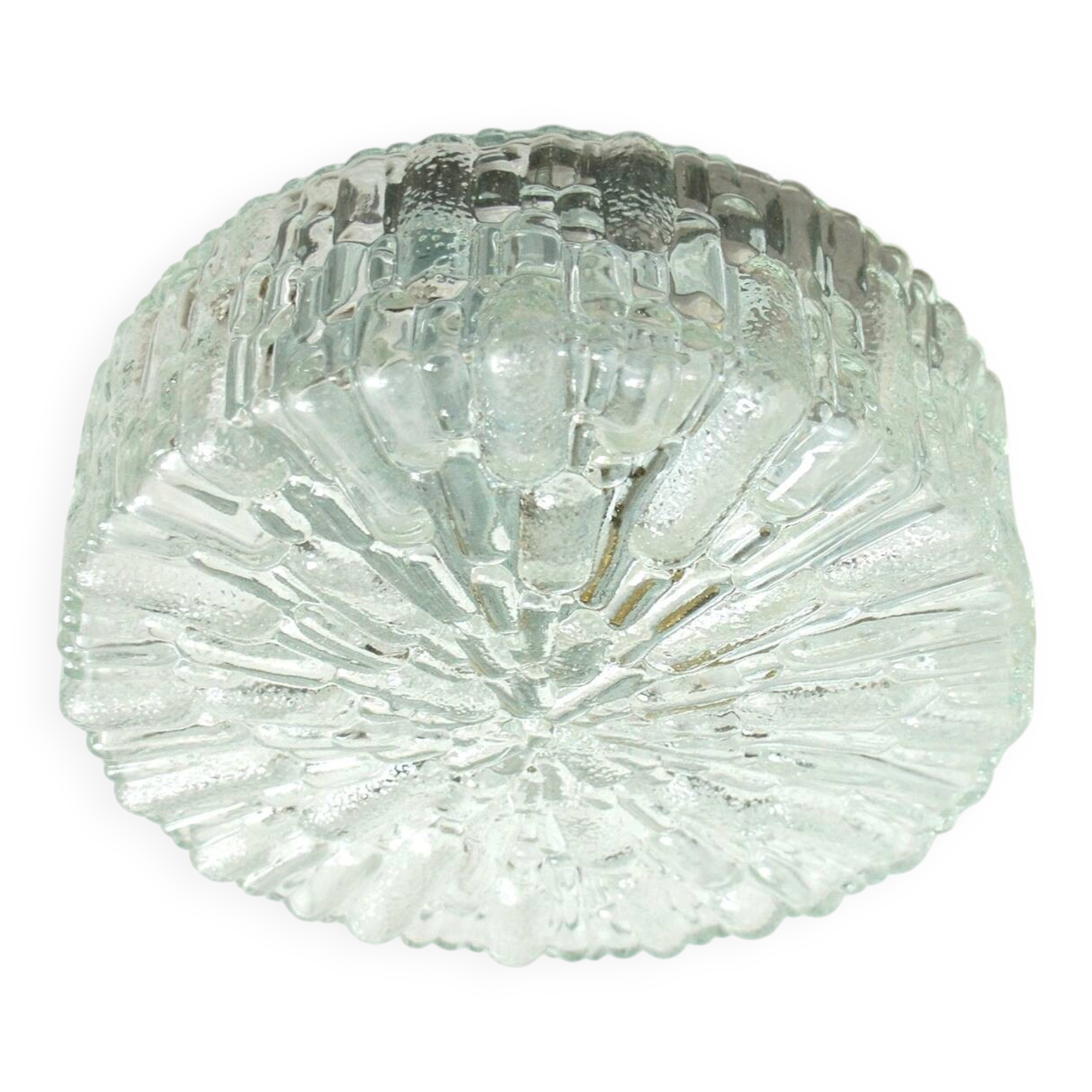 Set of 3 textured moulded glass ceiling lights/wall lights from the 1970s.